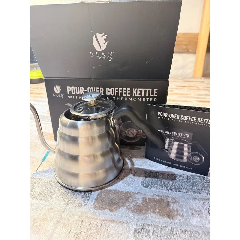 Bean Envy Pour Over Coffee Kettle Stainless Steel Gooseneck Built-in Thermometer